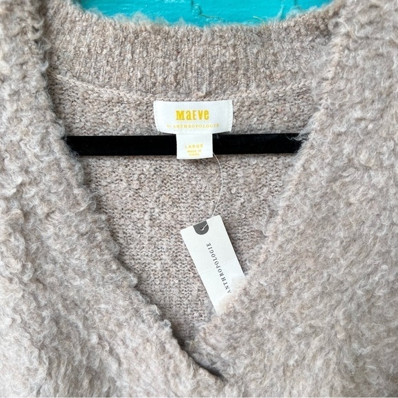 ANTHROPOLOGIE SOFT PULLOVER V-NECK THICK MERINO WOOL SWEATER LARGE NWT - Picture 7 of 15